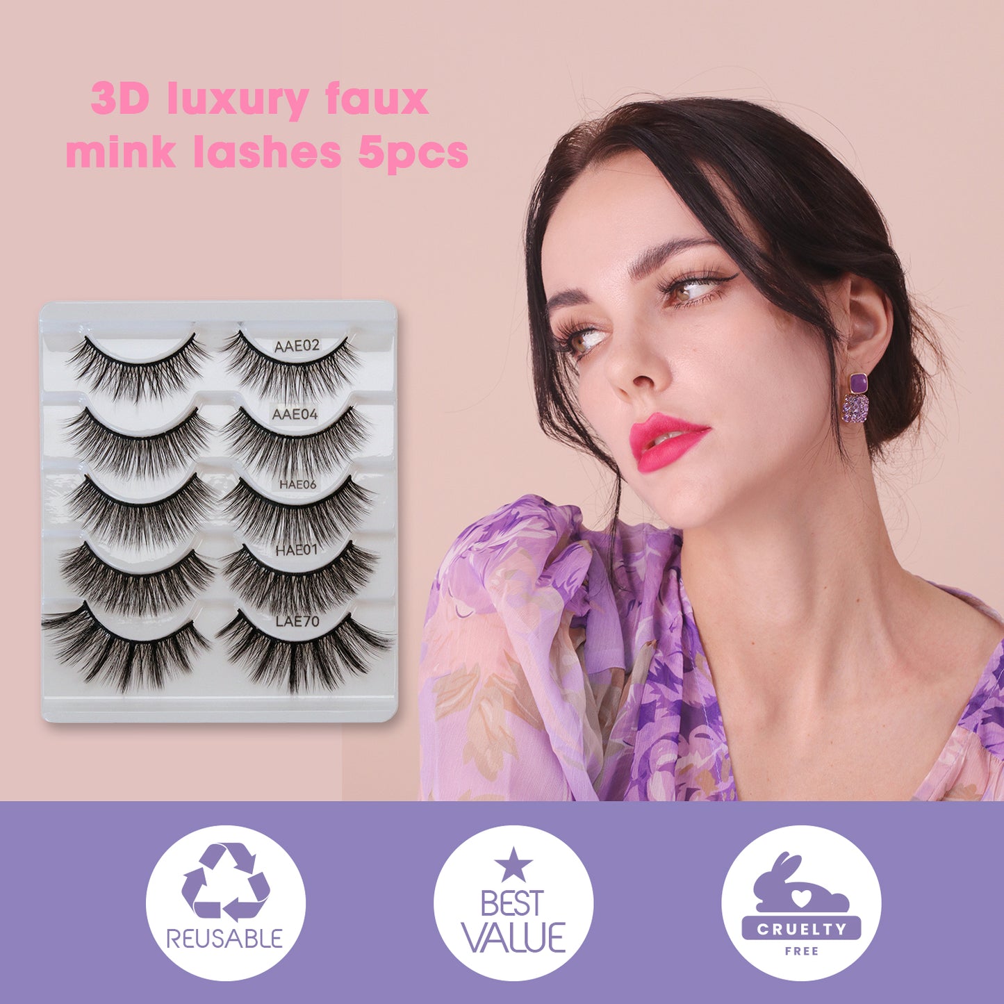 The Goddess 3D Faux Mink Lashes (5 Pairs) – Ultimate Volume Collection