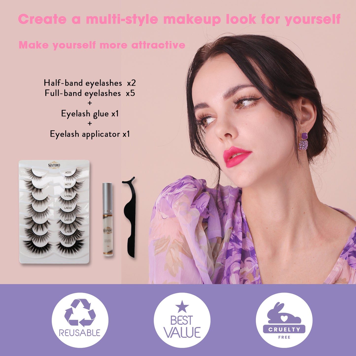 The Icon Starter Kit (7 Pairs) – Versatile Strip Lashes & Adhesive Set