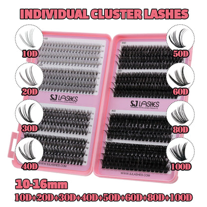 SJLASHES Mega Volume Mastery Cluster Lashes (10D-100D Full Density Range DIY Lash Extensions)