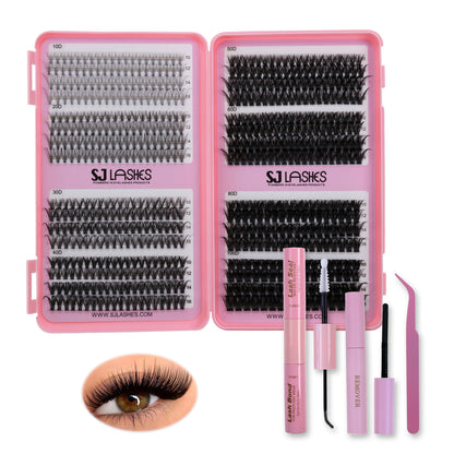 SJLASHES Mega Volume Mastery Cluster Lashes Kit (10D-100D Full Density Range DIY Lash Extensions)