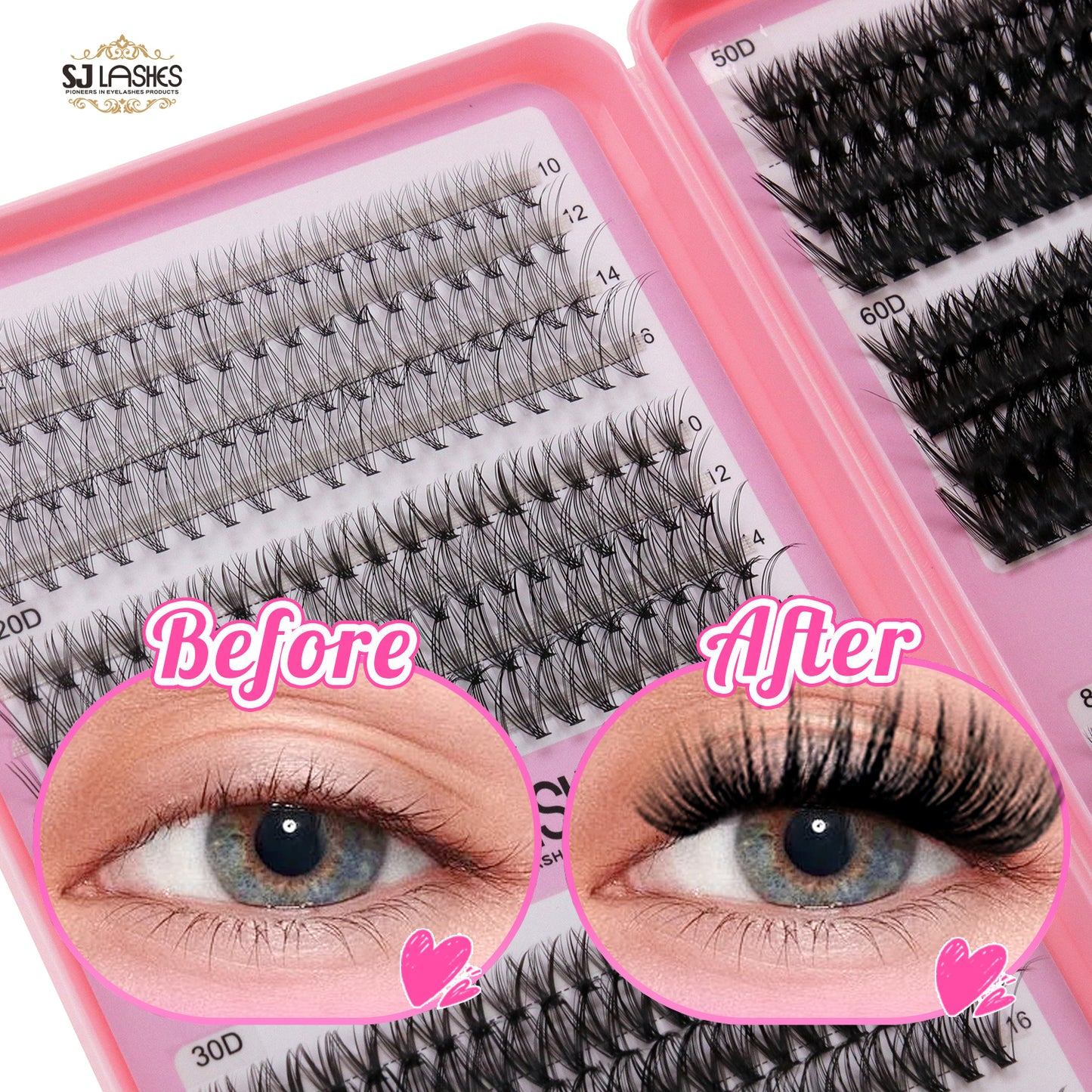 SJLASHES Mega Volume Mastery Cluster Lashes (10D-100D Full Density Range DIY Lash Extensions)