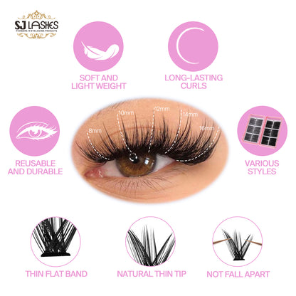Classic Everyday Volume Cluster Lashes (30D-50D Essential DIY Lashes)