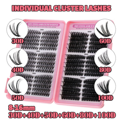 Pre-Mapped Cat Eye DIY Lash Extensions (30D-100D Volume Cluster Lashes)
