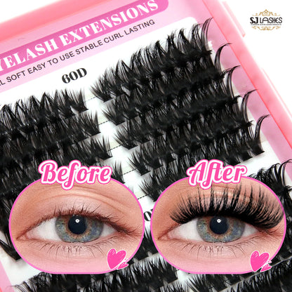 Pre-Mapped Cat Eye DIY Lash Extensions (30D-100D Volume Cluster Lashes)