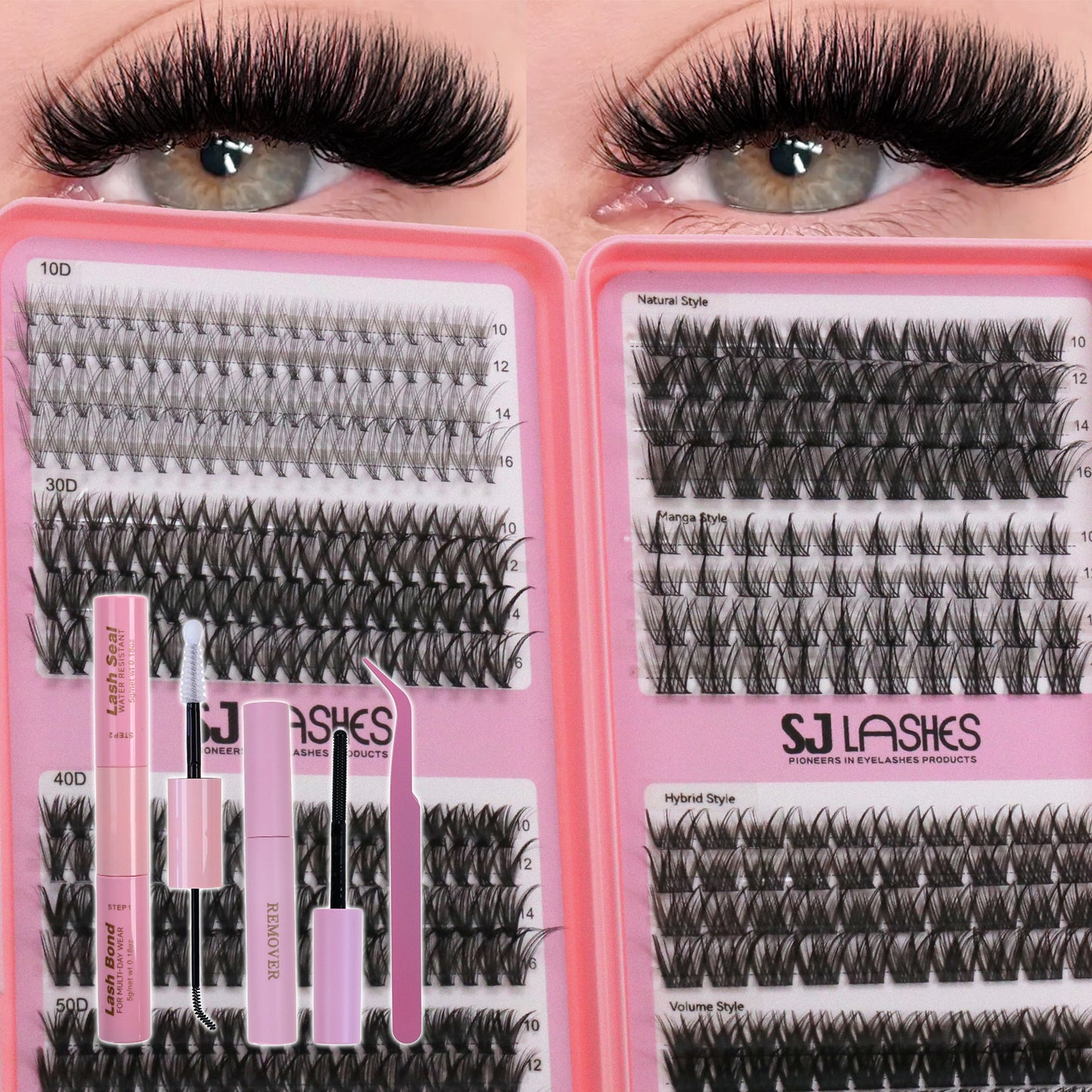 Professional Mix & Match DIY Lash Extensions Kit (Individual Fans & Pre-Styled Clusters)