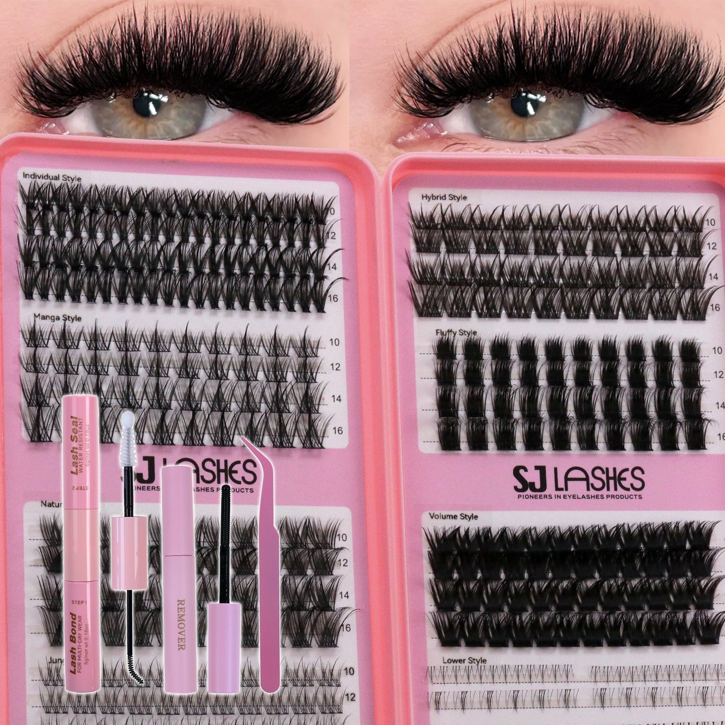 Total Eye Transformation DIY Cluster Lashes Kit (Upper & Lower, 7 Eyelook Styles)